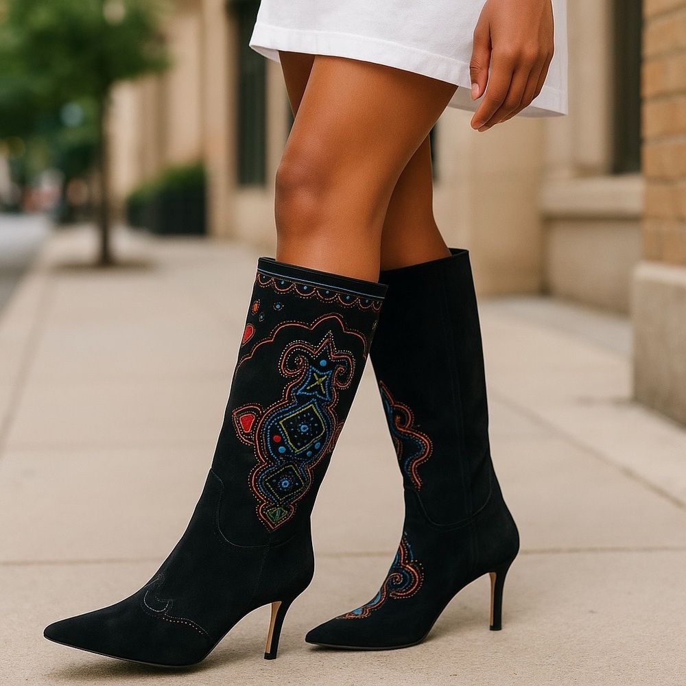 *Lucchese Charlie 1 Horse Womens Boots Size 6B Black Western Cowgirl Festival